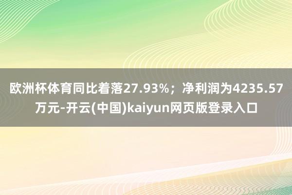 欧洲杯体育同比着落27.93%；净利润为4235.57万元-开云(中国)kaiyun网页版登录入口