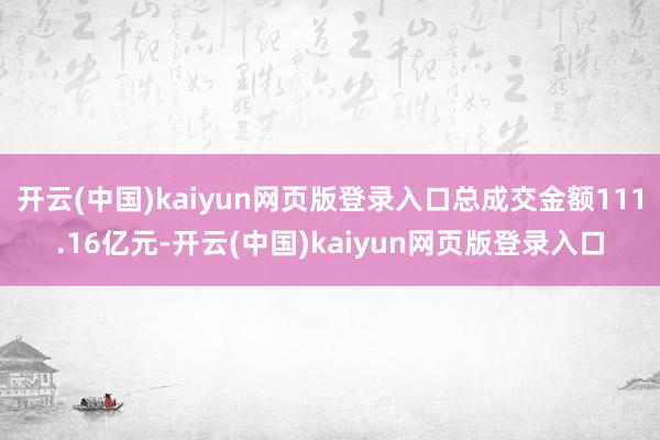 开云(中国)kaiyun网页版登录入口总成交金额111.16亿元-开云(中国)kaiyun网页版登录入口