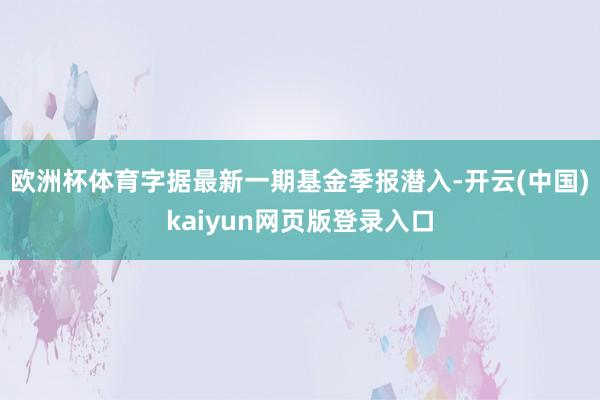 欧洲杯体育字据最新一期基金季报潜入-开云(中国)kaiyun网页版登录入口