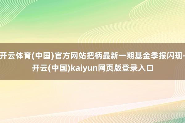 开云体育(中国)官方网站把柄最新一期基金季报闪现-开云(中国)kaiyun网页版登录入口