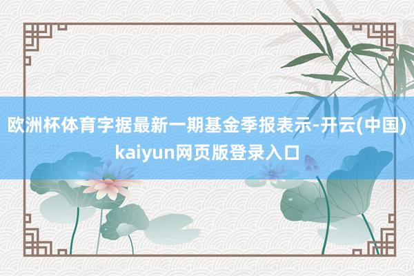 欧洲杯体育字据最新一期基金季报表示-开云(中国)kaiyun网页版登录入口