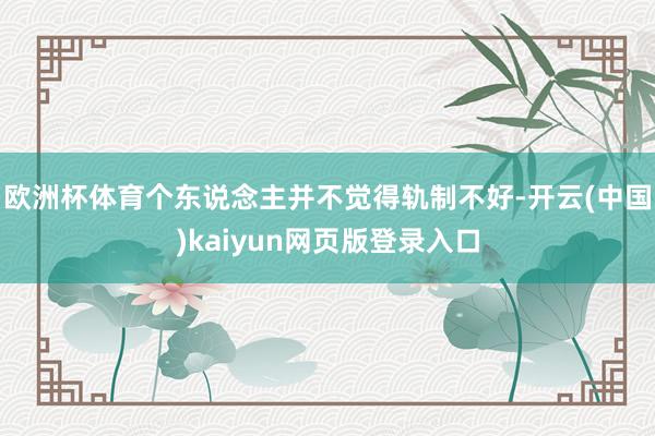 欧洲杯体育个东说念主并不觉得轨制不好-开云(中国)kaiyun网页版登录入口